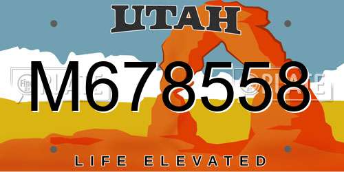 M678558 Utah License Plate