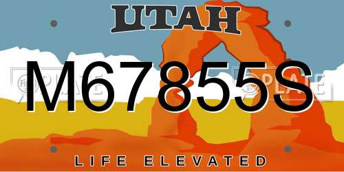 M67855S Utah License Plate