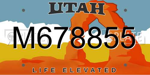 M678855 Utah License Plate