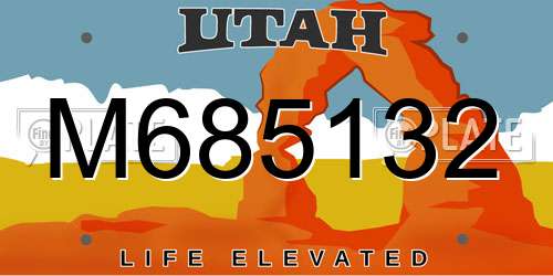 M685132 Utah License Plate