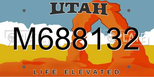 M688132 Utah License Plate