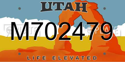 M702479 Utah License Plate