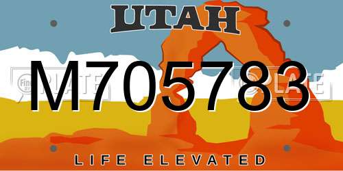 M705783 Utah License Plate