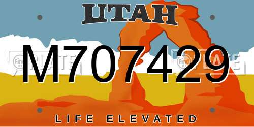 M707429 Utah License Plate