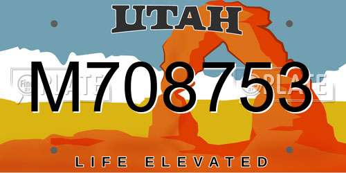 M708753 Utah License Plate