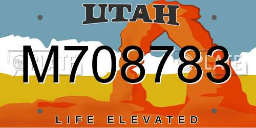 M708783 Utah License Plate