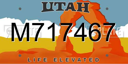 M717467 Utah License Plate
