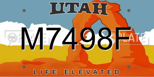 M7498F Utah License Plate