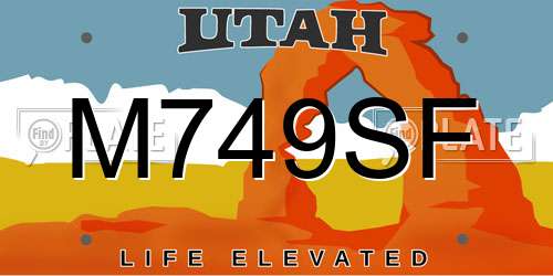 M749SF Utah License Plate
