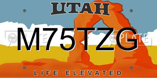 M75TZG Utah License Plate