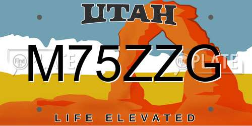 M75ZZG Utah License Plate