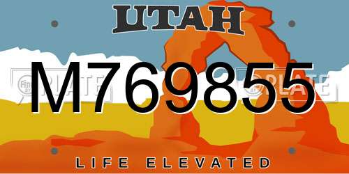 M769855 Utah License Plate