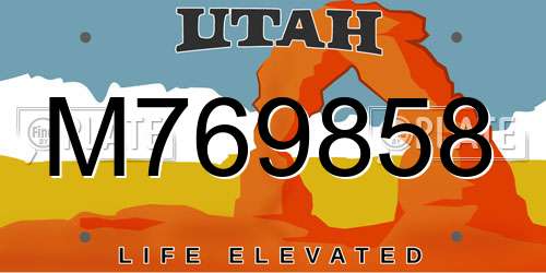 M769858 Utah License Plate