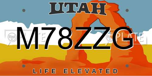 M78ZZG Utah License Plate
