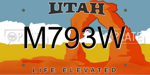 M793W Utah License Plate
