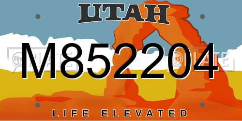 M852204 Utah License Plate