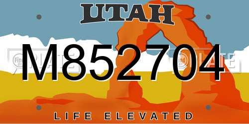 M852704 Utah License Plate