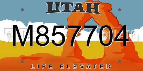 M857704 Utah License Plate