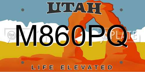 M860PQ Utah License Plate