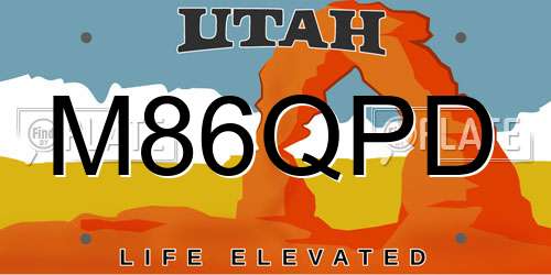 M86QPD Utah License Plate