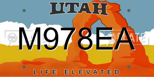 M978EA Utah License Plate