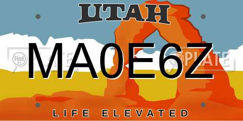 MA0E6Z Utah License Plate