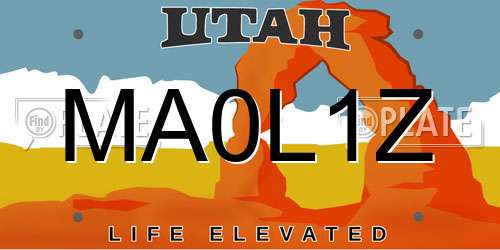 MA0L1Z Utah License Plate
