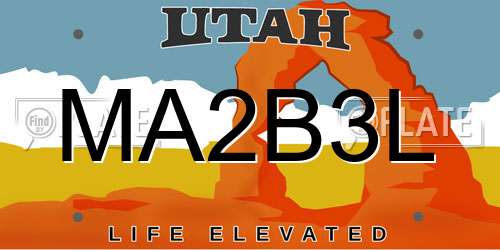 MA2B3L Utah License Plate