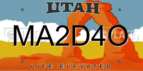 MA2D4O Utah License Plate