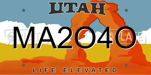 MA2O4O Utah License Plate