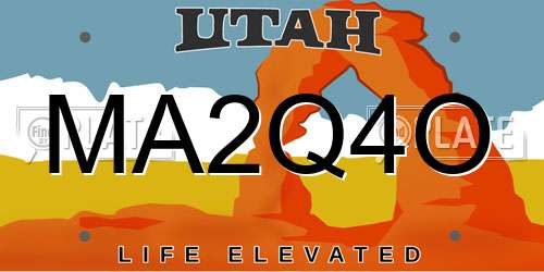 MA2Q4O Utah License Plate