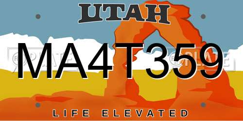 MA4T359 Utah License Plate