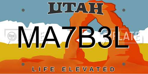MA7B3L Utah License Plate