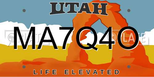 MA7Q4O Utah License Plate