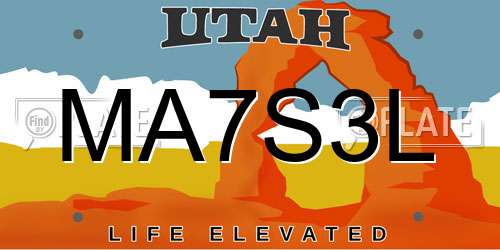 MA7S3L Utah License Plate