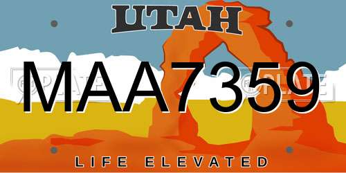 MAA7359 Utah License Plate