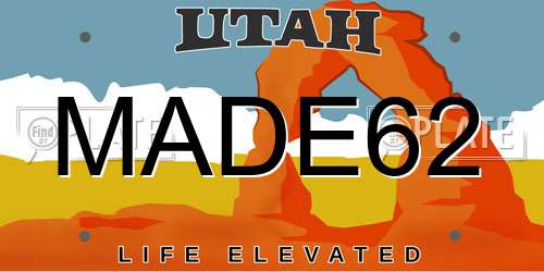 MADE62 Utah License Plate