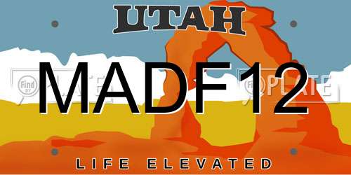 MADF12 Utah License Plate