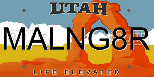 MALNG8R Utah License Plate