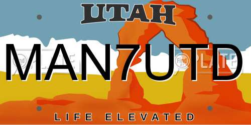 MAN7UTD Utah License Plate