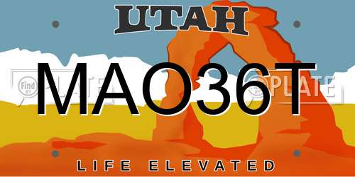 MAO36T Utah License Plate
