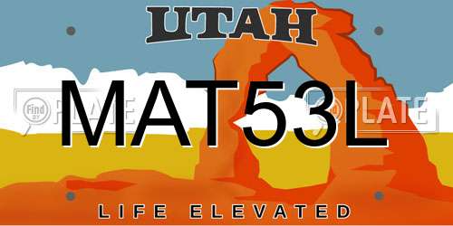 MAT53L Utah License Plate