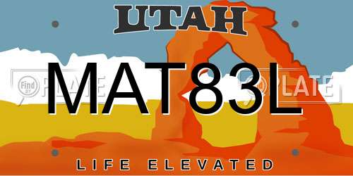 MAT83L Utah License Plate