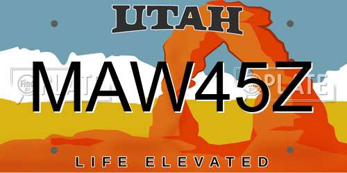 MAW45Z Utah License Plate