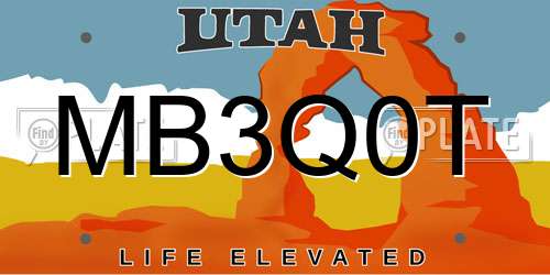MB3Q0T Utah License Plate