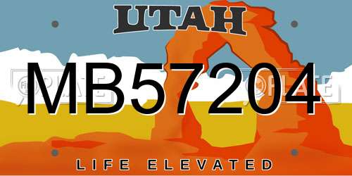 MB57204 Utah License Plate