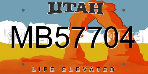 MB57704 Utah License Plate