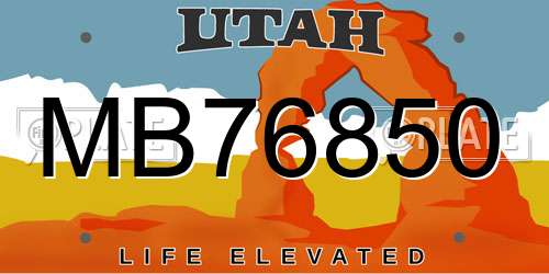 MB76850 Utah License Plate
