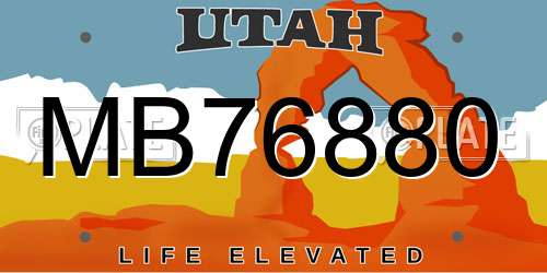 MB76880 Utah License Plate