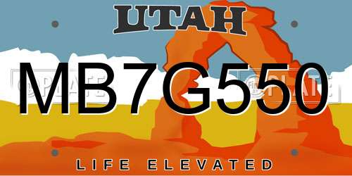 MB7G550 Utah License Plate